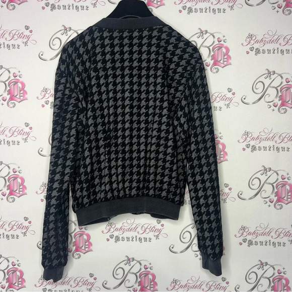 Seduction houndstooth coat cardigan jacket sweater grey  and black with silver - Picture 7 of 7